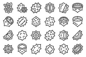 Kiwano icons set outline vector. Natural food vector