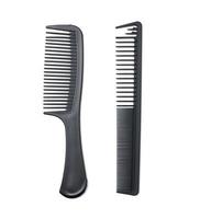 Black plastic comb on a white isolated background photo