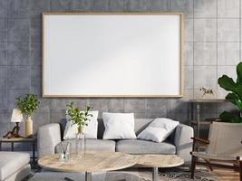 Poster Frame Mockup In Wall Scandinavian Living Room Interior photo