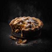 Photo Apple pie on black background food photography