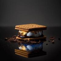 foto smores sobre fondo negro fotografía de alimentos