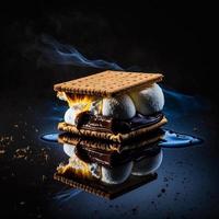 foto smores sobre fondo negro fotografía de alimentos