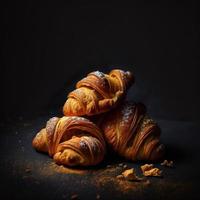 croissants sobre fondo negro foto