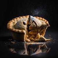 foto pastel de manzana sobre fondo negro fotografía de alimentos