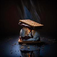 foto smores sobre fondo negro fotografía de alimentos