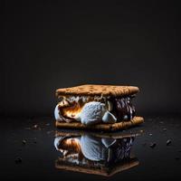 foto smores sobre fondo negro fotografía de alimentos