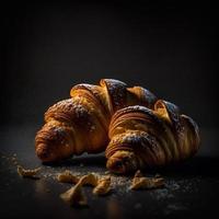 Croissants on black background photo