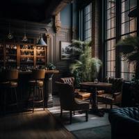 café y bar en estilo loft de hotel foto