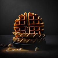 Waffles on black background photo