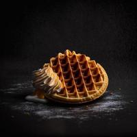 Waffles on black background photo