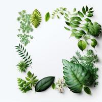 White background topped with lots of green leaf graphic resource photo