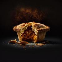 Photo Apple pie on black background food photography