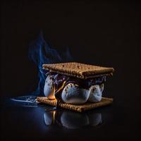 foto smores sobre fondo negro fotografía de alimentos