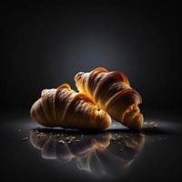 Croissants on black background photo