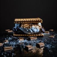 foto smores sobre fondo negro fotografía de alimentos