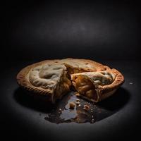 foto pastel de manzana sobre fondo negro fotografía de alimentos