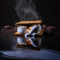 foto smores sobre fondo negro fotografía de alimentos