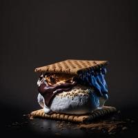 foto smores sobre fondo negro fotografía de alimentos