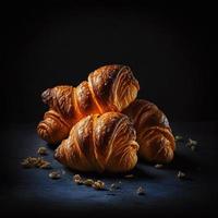 croissants sobre fondo negro foto