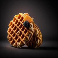 Waffles on black background photo