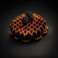 Waffles on black background photo