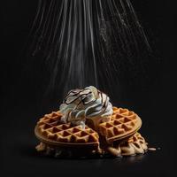 Waffles on black background photo