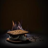 foto smores sobre fondo negro fotografía de alimentos