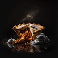 Photo Apple pie on black background food photography