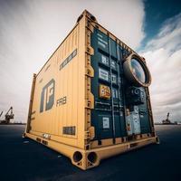 operación de contenedores en serie portuaria foto