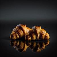 Croissants on black background photo