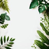 White background topped with lots of green leaf graphic resource photo