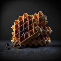 Waffles on black background photo