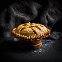 foto pastel de manzana sobre fondo negro fotografía de alimentos