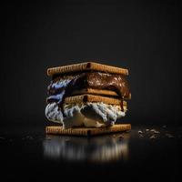 foto smores sobre fondo negro fotografía de alimentos