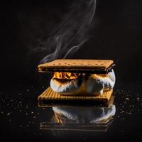 foto smores sobre fondo negro fotografía de alimentos