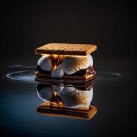 foto smores sobre fondo negro fotografía de alimentos