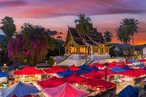 The night souvenir market in front of National museum of Luang Prabang, Laos. photo