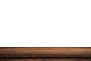Empty old wood table on isolate white background and display montage with copy space for product. photo