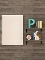 3D illustration mockup blank photo frame in living room rendering