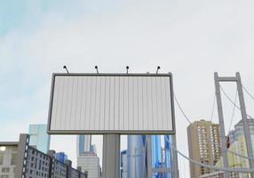 3D mockup blank flip billboard in downtown rendering