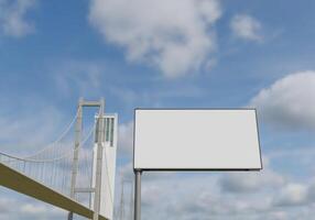 3D mockup blank billboard in downtown rendering photo