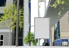 3D mockup blank billboard on street in downtown rendering photo