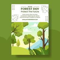 World Forestry Day Vertical Poster Flat Cartoon Hand Drawn Templates Illustration vector