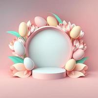 Easter Podium with Pink 3D Eggs Decorative for Product Sales photo