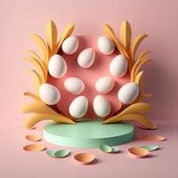 Easter Podium with Pink 3D Eggs Decorative for Product Exhibition photo