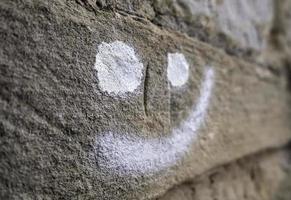 Smile painted on the wall photo