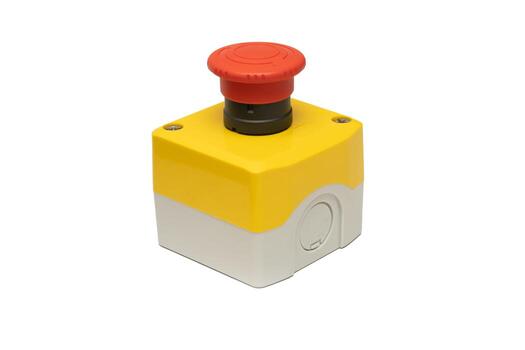 Stop Red Button. emergency stop button. Big Red emergency button or stop button for manual pressing. isolated on white background. photo