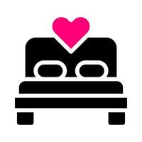 cama icono sólido negro rosa estilo san valentín ilustración vector elemento y símbolo perfecto.