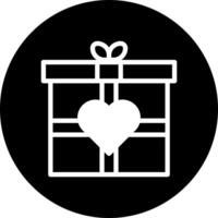 icono de regalo relleno estilo blanco negro ilustración de san valentín elemento vectorial y símbolo perfecto. vector