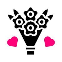 Bouquet icon solid black pink style valentine illustration vector element and symbol perfect.